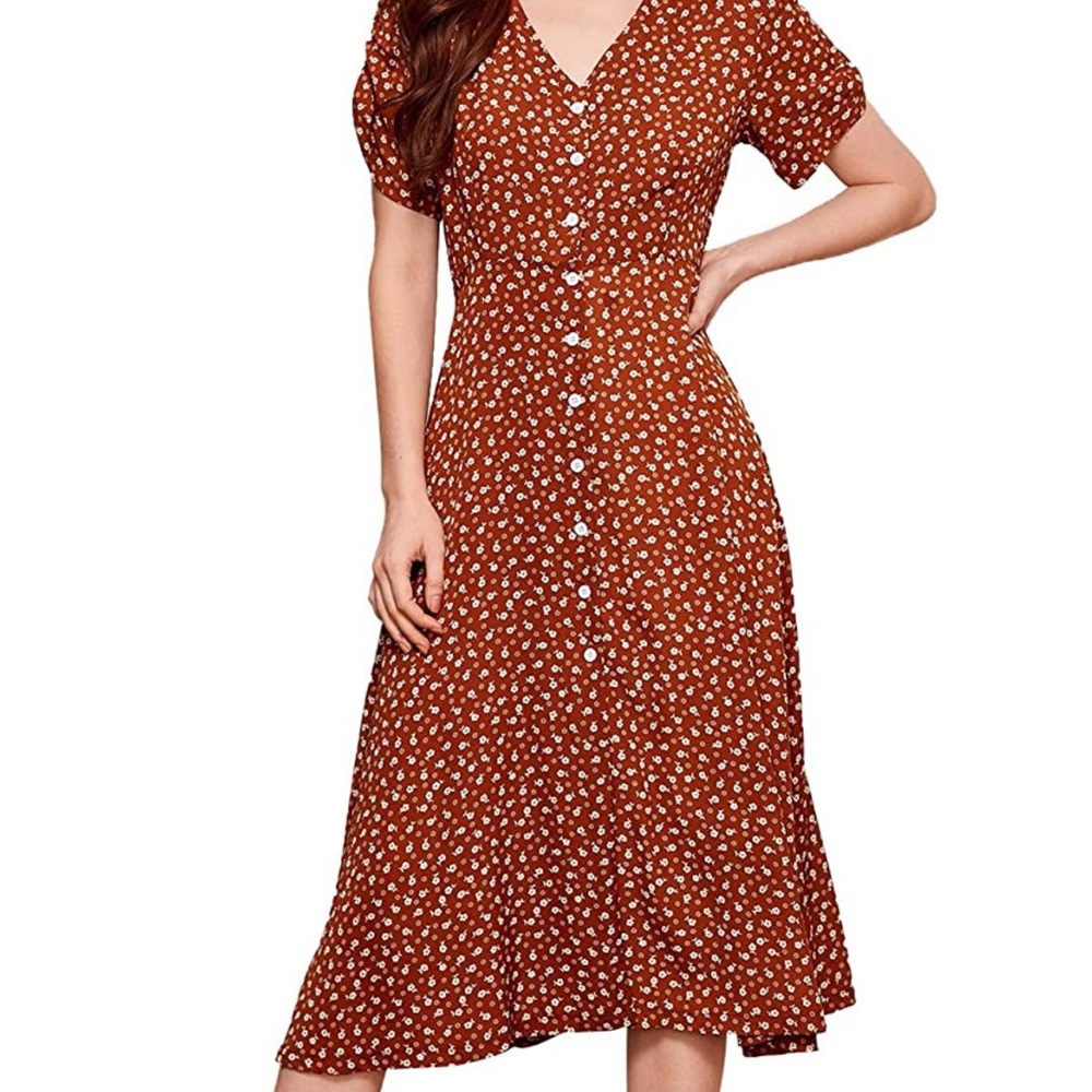 Chic Floral Maxi Dress - Brown